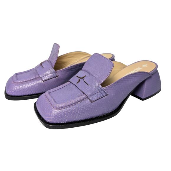 Nodaleto Lavender Embossed Snake Leather Mules – Size 37 - Picture 2 of 9